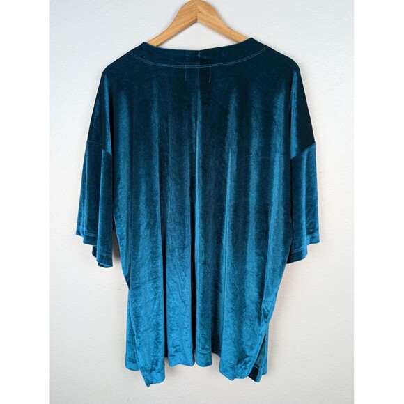 Panhandle Kimono Womens L/XL Teal Velvet Open Front Western Boho Style L8-2116 - Picture 2 of 12